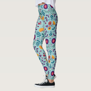 Leggings Joli Motif Fleurs d'Art Folk