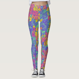 Leggings Joli Motif Floral LuLaRoe rose jaune violet