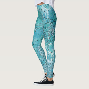Leggings Joli Motif Mandala Grunge Bleu
