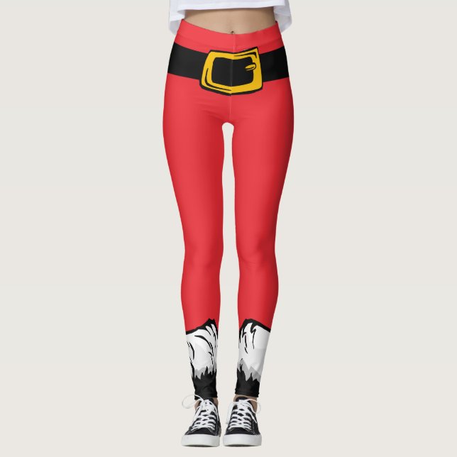 Leggings Joli Noël Fêtes Rouge Père Noël Pantalon (Devant)