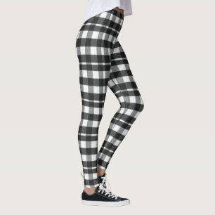 Leggings Joli Noël Tartan Noir, Blanc Plaid
