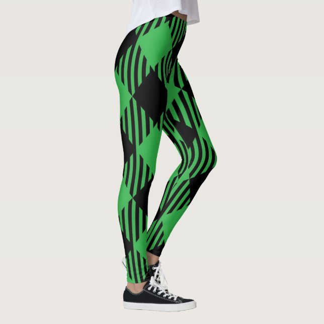 Leggings Joli Noël Tartan Noir, Vert Plaid (Droite)
