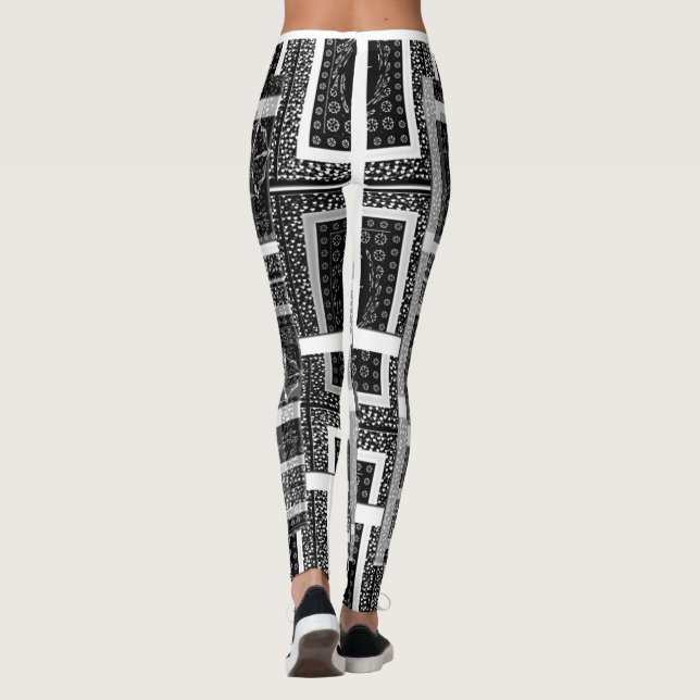 Leggings Joli noir & blanc beau design motif (Dos)