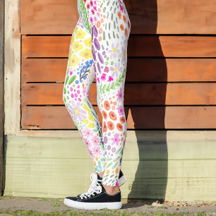Leggings Joli nom personnalisé Floral Aquarelle Fleurissant