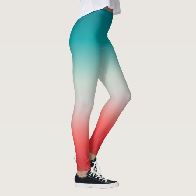 Leggings Joli Ombre Festive Rouge & Turquoise Blue Gradient (Droite)