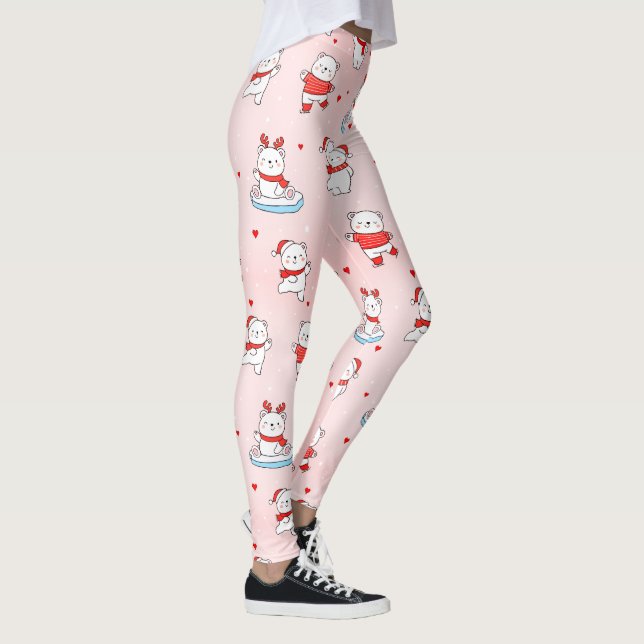 Leggings Joli Ours polaire de Noël Motif sans couture (Droite)