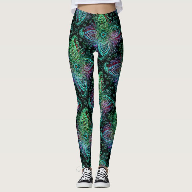 Leggings Joli Paisley Motif Turquoise (Devant)