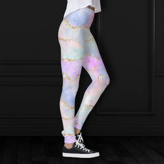 Leggings Joli Pastel Agate | Aquarelle de la veine Parties  (Créateur téléchargé)