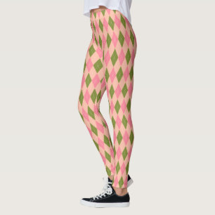 Leggings Joli Pastel rose et vert Jacquard de Preppy Diamon