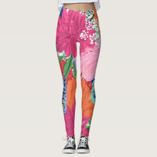 Leggings Joli Peint À La Main Fleurs Colorées