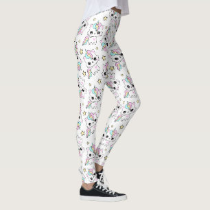 Leggings joli petit licorne étoiles fond blanc