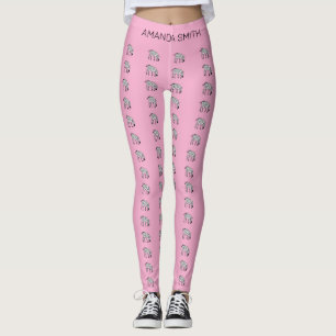 Leggings Joli petit motif de zèbre kenyan rose d'anniversai