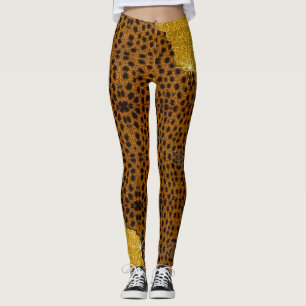 Leggings Joli Poster de animal Cheetah en cuir avec Parties