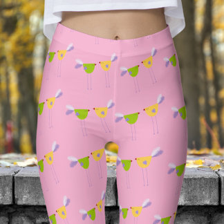 Leggings Joli rose Deux Petits Oiseaux Motif