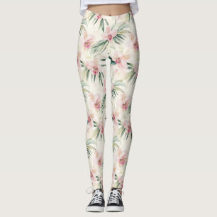Leggings Joli rose Fleurs d'orchidées tropicales