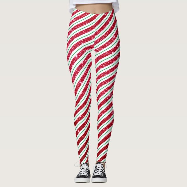 Leggings Joli Sucre de canne de Noël Parties scintillant Mo (Devant)
