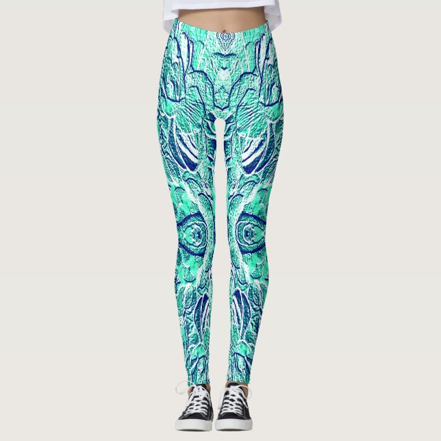 Leggings Joli texturé sarcelle "Ratti_Creative_Arts"  (Devant)