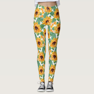 Leggings Joli tournesol Jaune et Motif vert