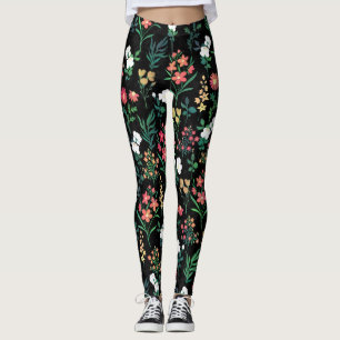 Leggings Jolie aquarelle Floral Noir Botanique