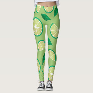 Leggings Jolie couleur rétro de motif Lemon Green