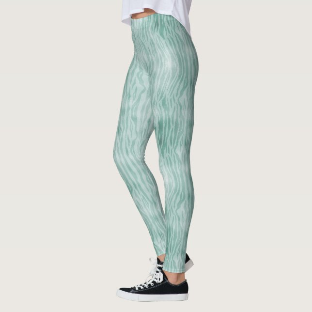 Leggings Jolie empreinte zèbre menthe (Gauche)