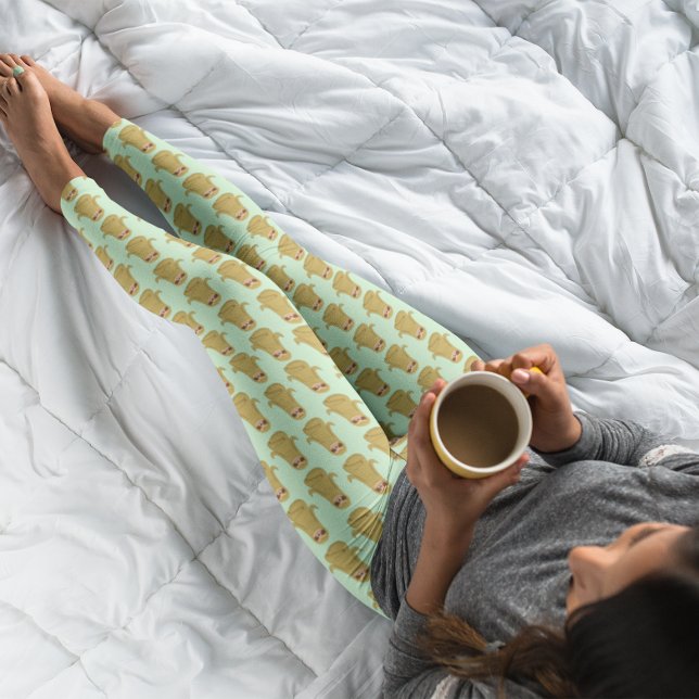 Leggings Jolie fente animal Yoga Lotus Pose Vert pâle (Créateur téléchargé)