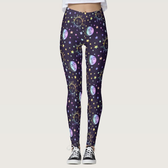 Leggings Jolie Fille Étoiles Soleil Et Lune Jolie Magie Vio (Devant)