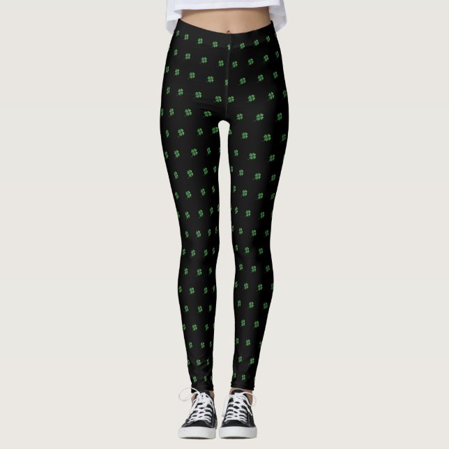 Leggings Jolie fille,Noir,Trèfle (Devant)