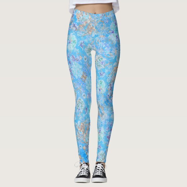Leggings Jolie florale pastel bleu (Devant)