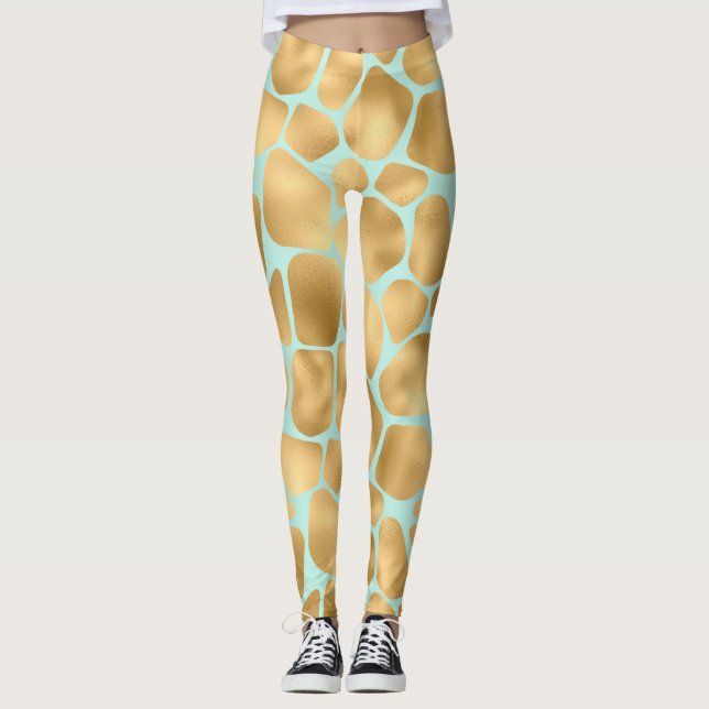 Leggings Jolie Giraffe Spots Mint et Or (Devant)