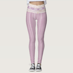 Leggings Jolie Girlie Lilac Design Dentelle Frontière Yoga