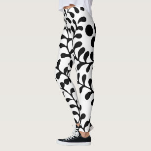 Leggings Jolie impression noir et blanc fleurie