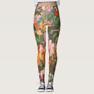 Leggings jolie peinture florale de fleurs vintage colorées