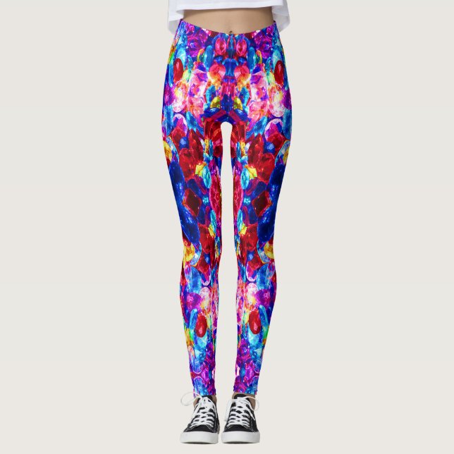 Leggings Jolie texture de bijoux abstraits colorés (Devant)