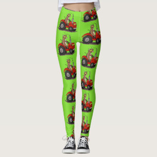 Leggings Jolie vache heureuse conduisant un dessin animé de