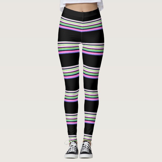 Leggings Jolies bandes néon colorées (Devant)