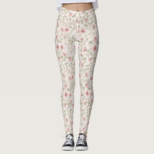 Leggings Jolies Fleurs Roses (Devant)