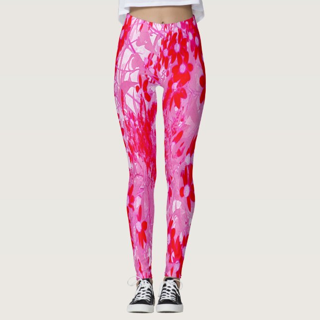 Leggings Jolies Fleurs Rouges (Devant)