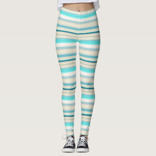 Leggings Jolies rayures aqua blanc