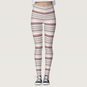 Leggings Jolies rayures blanches marron