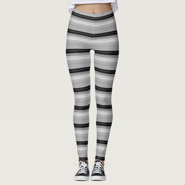 Leggings Jolies rayures noir gris (Devant)
