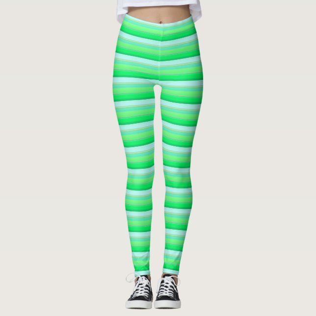 Leggings Jolies rayures vert aqua (Devant)