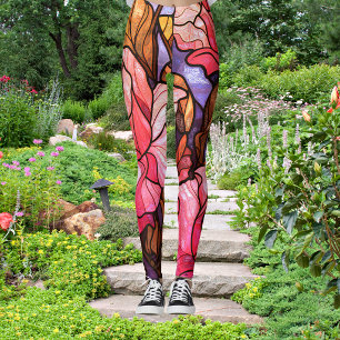 Leggings Jolies Roses Abstraites Roses Teintées en Verre