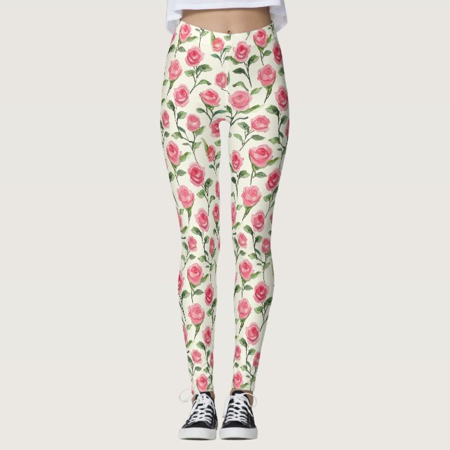 Leggings Jolies Roses Crème Roses Florales (Devant)