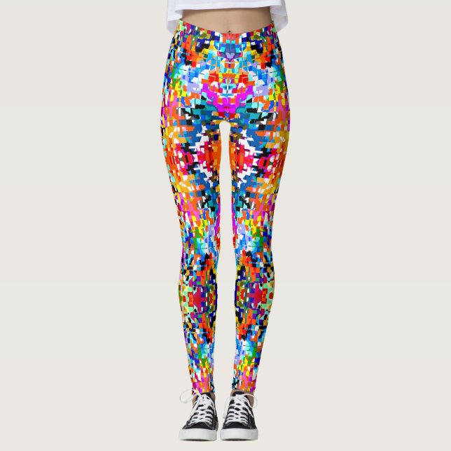 Leggings Jolis carrés abstraits colorés (Devant)