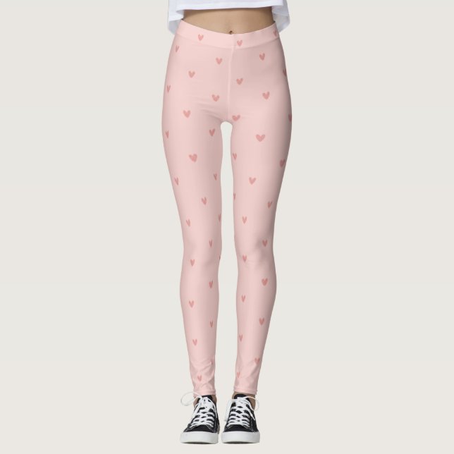 Leggings Jolis cœurs rose pastel (Devant)