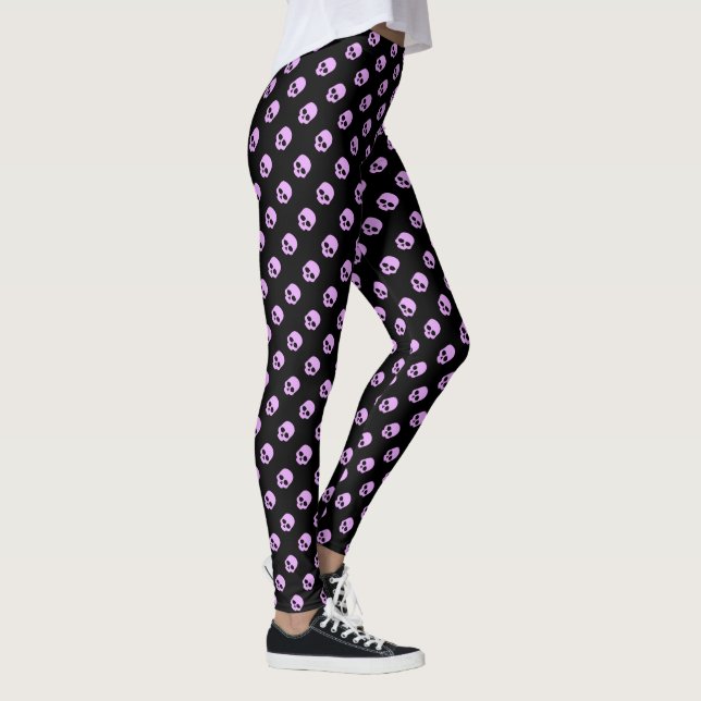 Leggings Jolis crânes roses gothiques mignons (Droite)