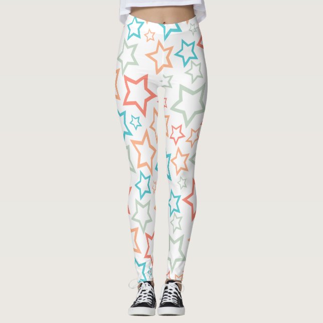 Leggings Jolis Étoiles Rétro Pastel Été Plage  (Devant)