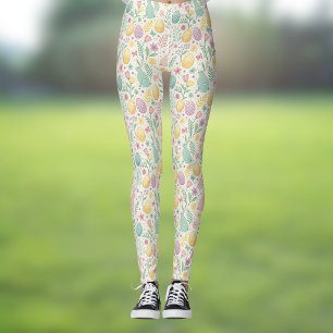 Leggings Jolis lapins de Pâques avec des œufs pastel et des