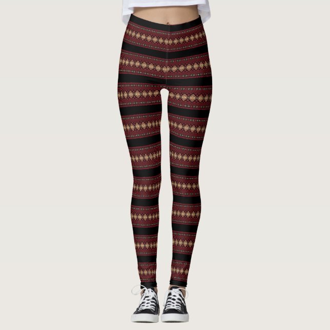 Leggings Jolis motifs de rayures ukrainiennes décoratives (Devant)